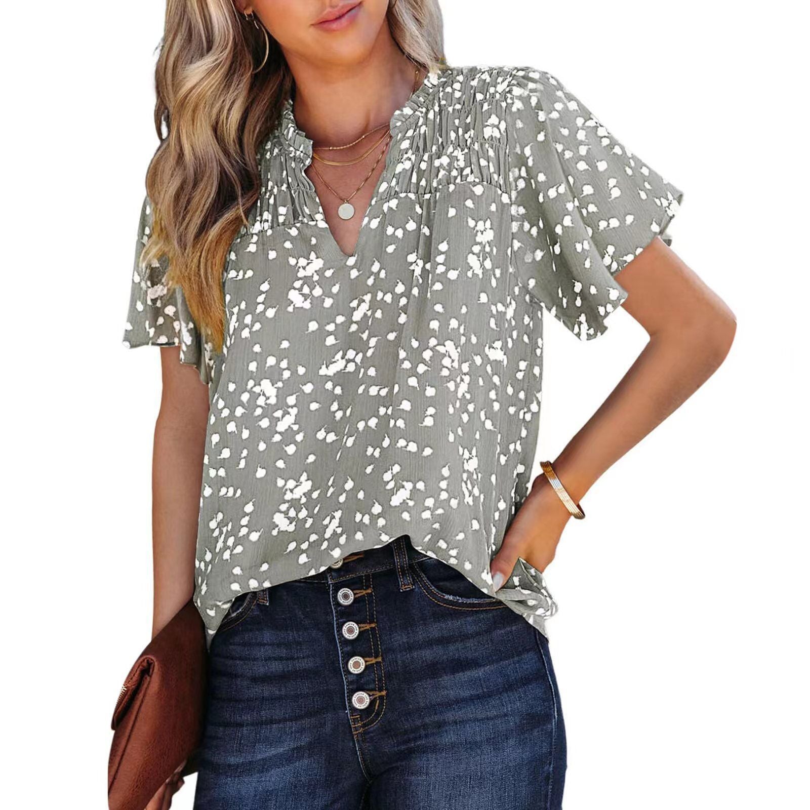 Women's Printed Fashion Short-sleeved Top apparel & accessories