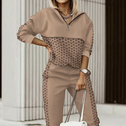 Women's Fashion Printing Long Sleeve Trousers Suit apparel & accessories