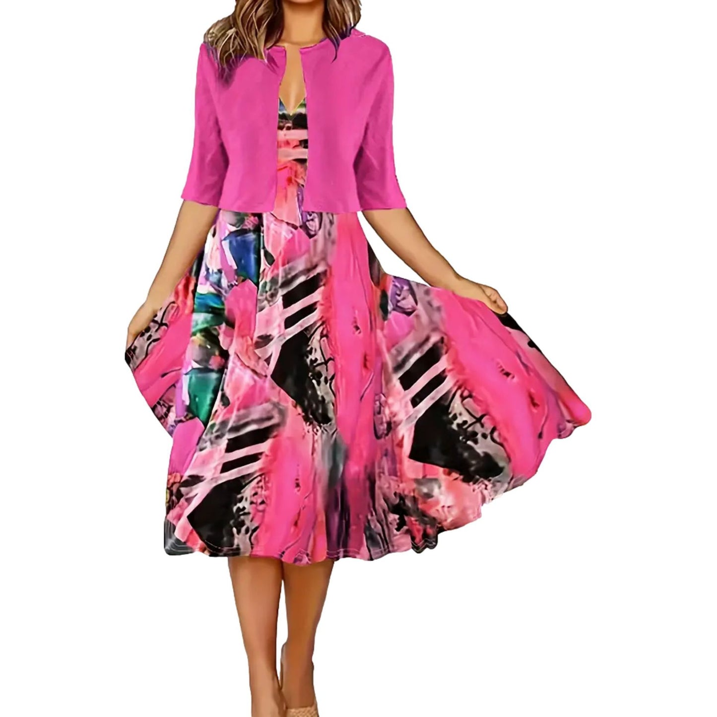 Cardigan Elegant Dress Printed Dress Women's Clothing apparels & accessories