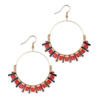 New Bead Earrings Wave Ethnic Style Niche Retro Circle Beaded Jewelry