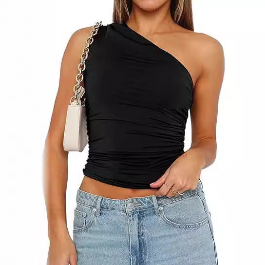 Women's Shoulder Sleeveless T-shirt Design Slim Top apparel & accessories