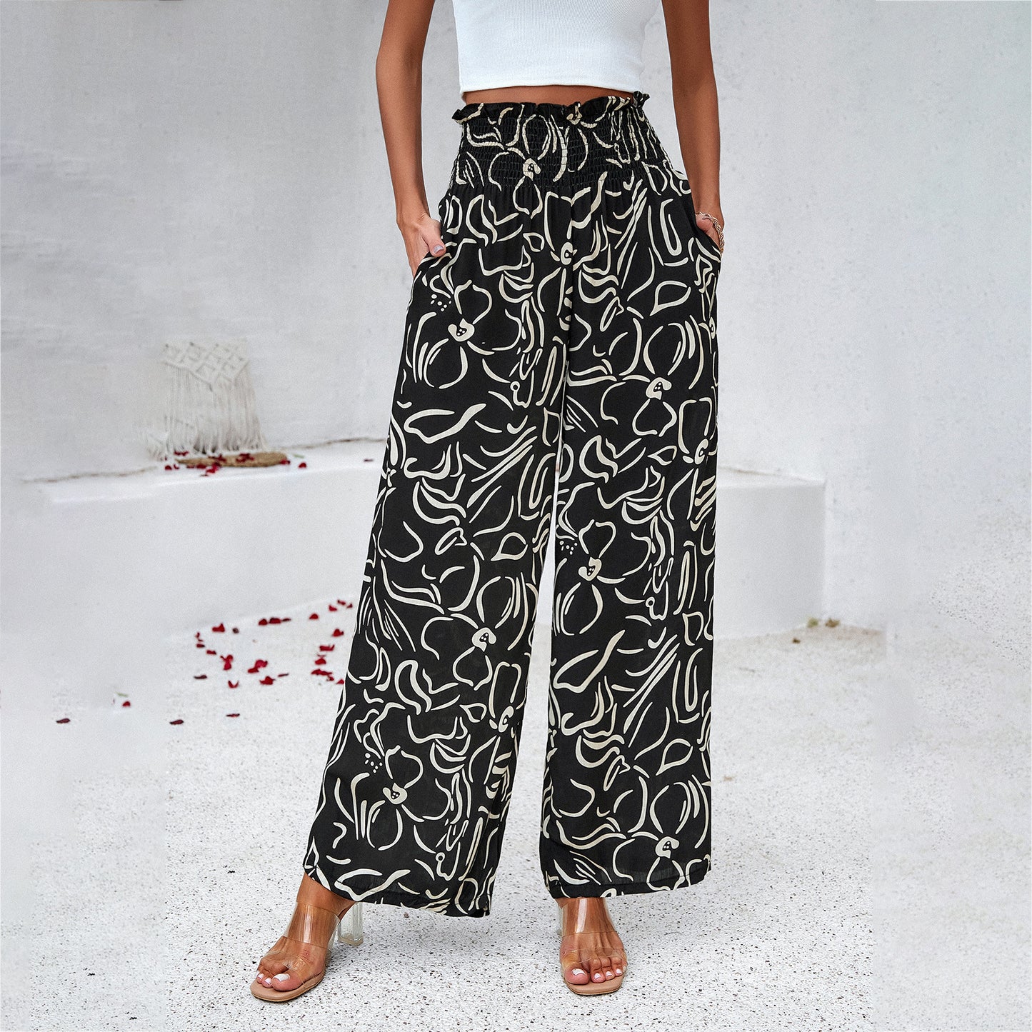 Women's Elegant Printed Loose Trousers apparel & accessories