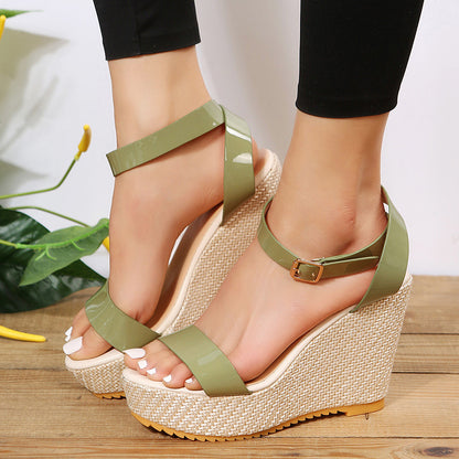 Wedge Straw Woven Hemp Rope Ankle-strap Sandals Women Shoes & Bags