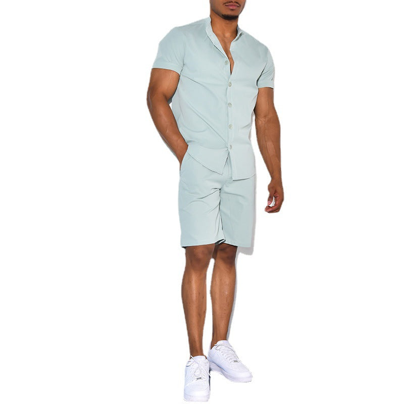Shirt Short Sleeve Two-piece Suit For Men apparels & accessories