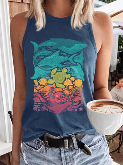 Summer Sports Casual Sleeveless Vest Printed Ladies apparel & accessories