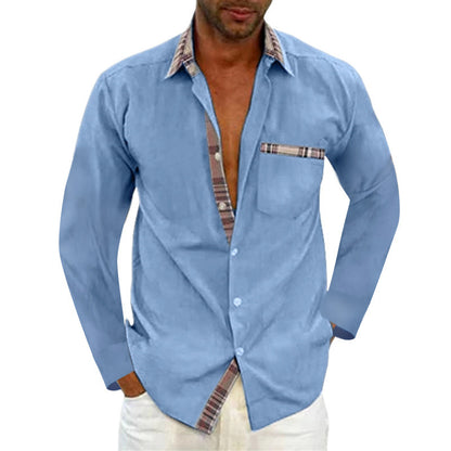 Men's Fashion Casual Solid Color Long Sleeve Shirt apparel & accessories