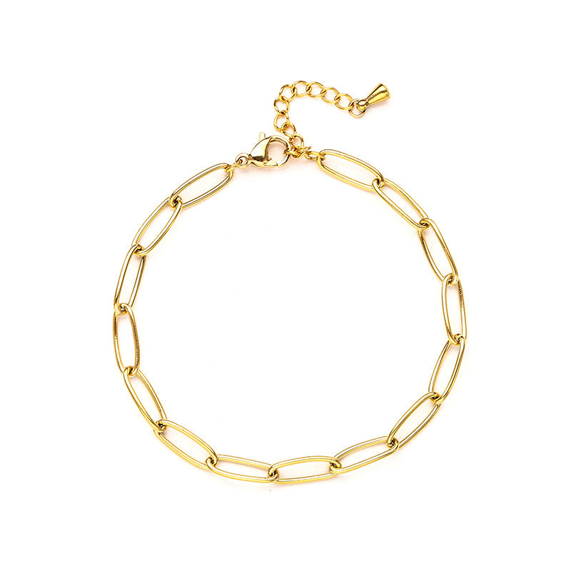 Oval Chain Gold Stainless Steel Bracelet Jewelry