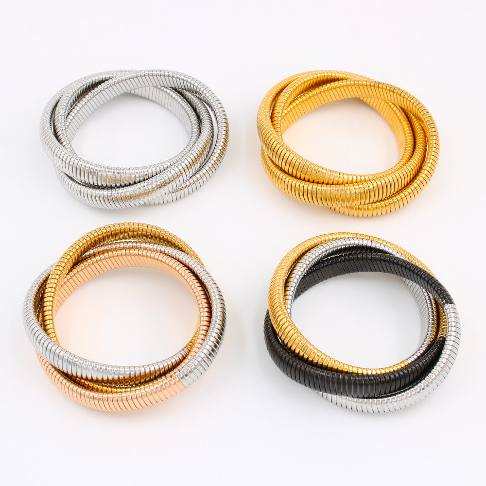 Three-layer Elastic Bracelet Stainless Steel Gold-plated Bracelet Jewelry