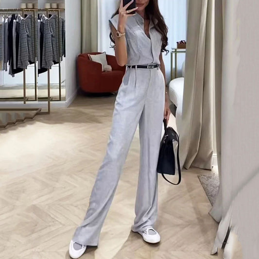 Summer New Fashion Sleeveless Top Loose Trousers Two-piece Set apparels & accessories