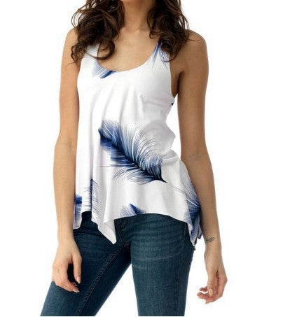 Women's Backless Lace-up Leaf Print Top apparels & accessories
