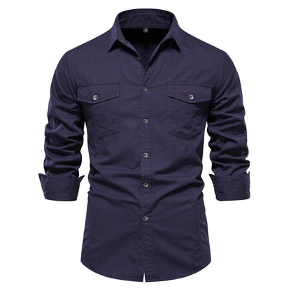 Men's Fashion Casual Solid Color Long Sleeve Shirt apparels & accessories