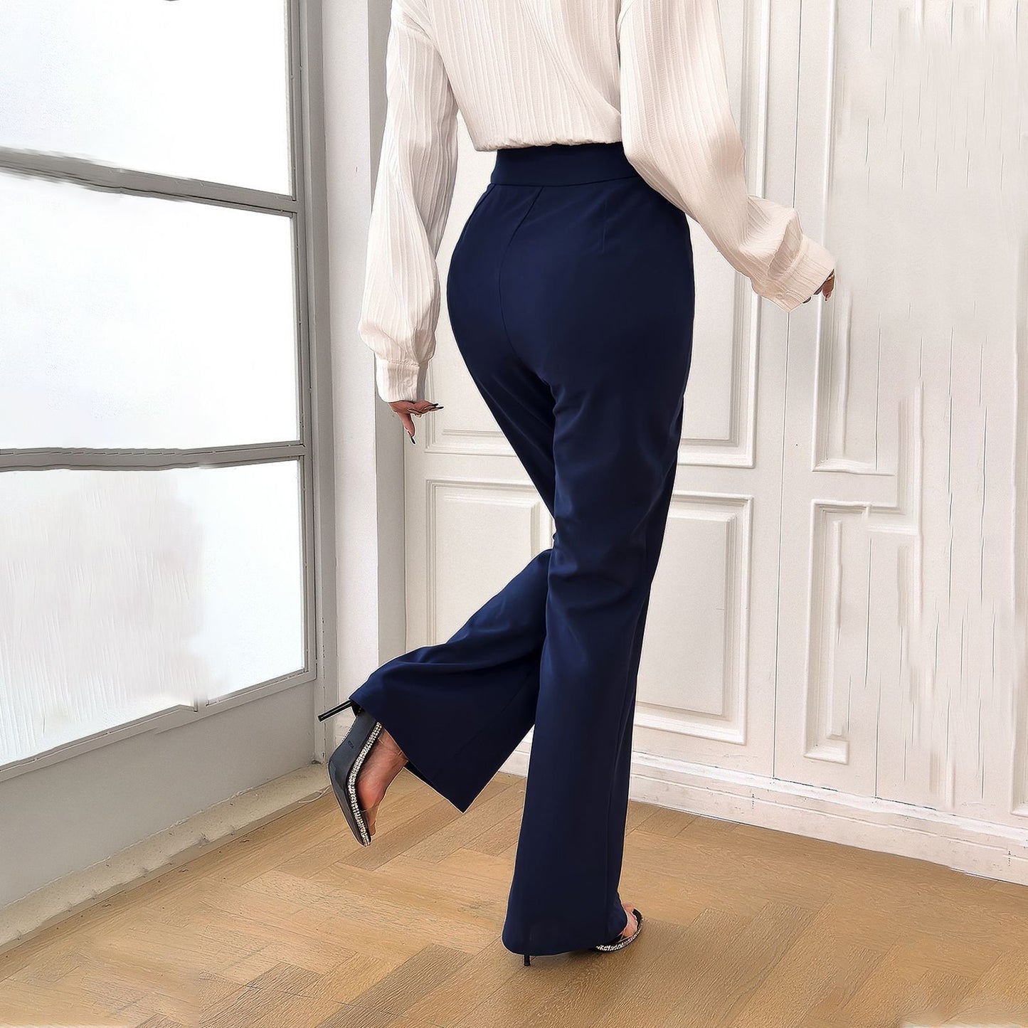 Women's Fashionable Elegant Solid Color Slim-fit Trousers apparel & accessories