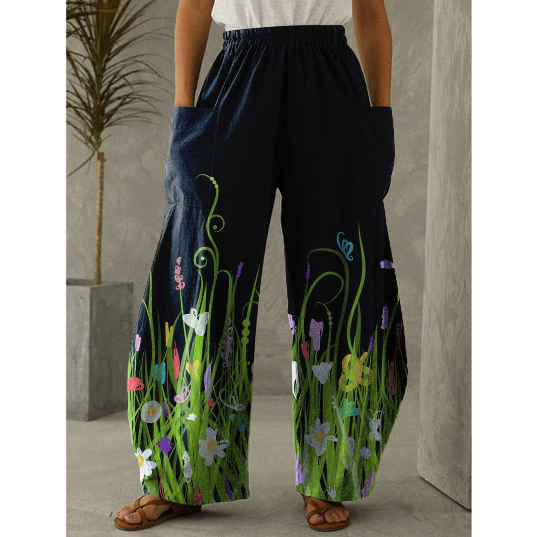Printed 3D Irregular Wide-leg Pants Casual Wide-leg Trousers apparel & accessories