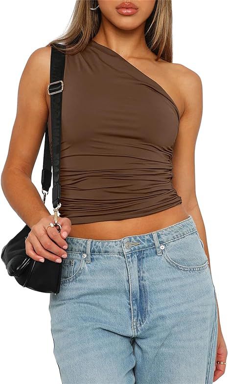 Women's Shoulder Sleeveless T-shirt Design Slim Top apparel & accessories