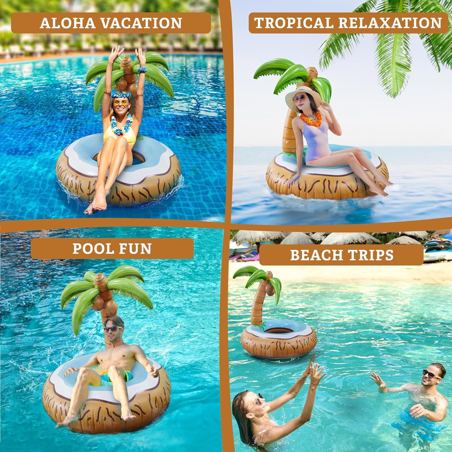 Simple Printed Coconut Tree Inflatable Backrest Recliner apparel & accessories