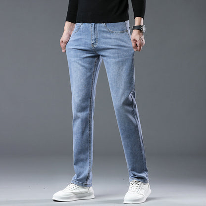 Spring Summer Clothes Straight All-matching Light Business Casual Stretch Men's Denim Trousers apparel & accessories