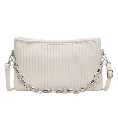 Women's Textured Pleated Chain Shoulder Messenger Bag apparels & accessories