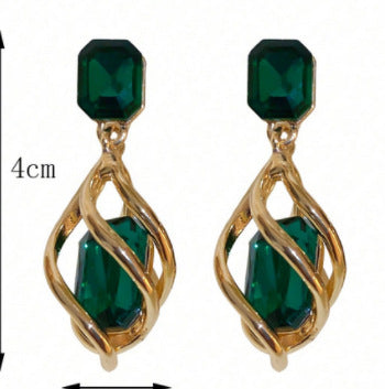 Retro Creative Fashion Emerald Women's Stud Earrings Jewelry