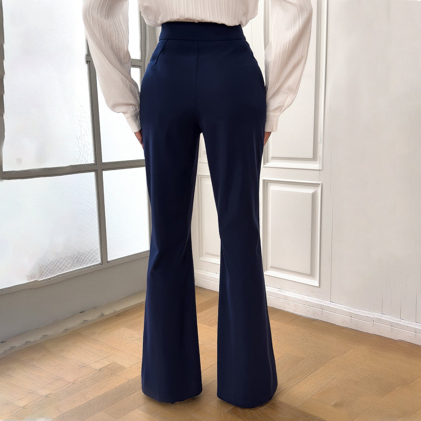 Women's Fashionable Elegant Solid Color Slim-fit Trousers apparel & accessories
