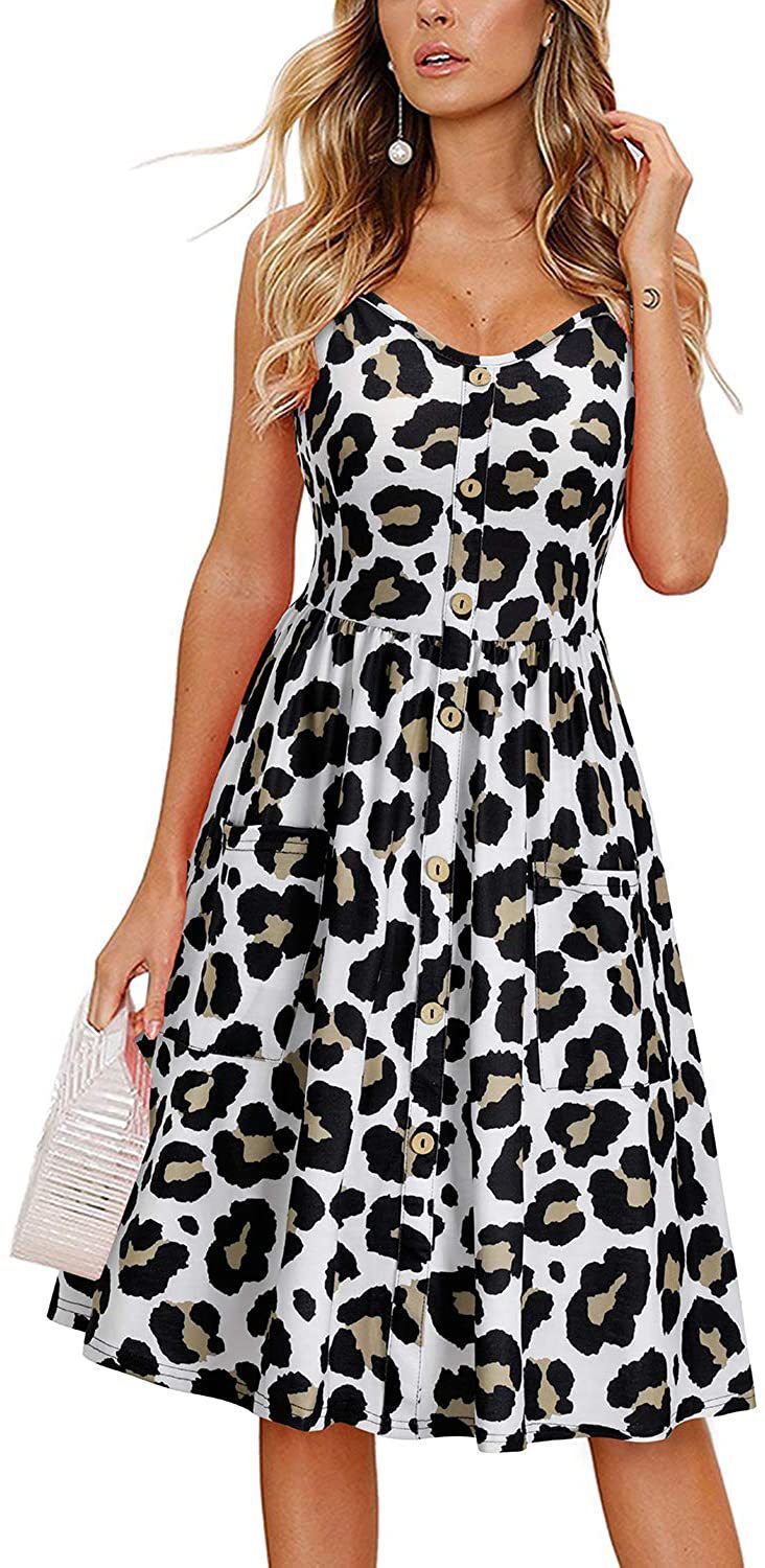 Women's Printed V-neck Large Hem Dress apparels & accessories