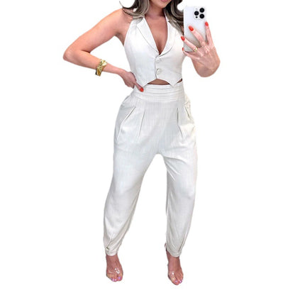 Fashion Casual Simple Sleeveless Vest Pants Suit apparel & accessories