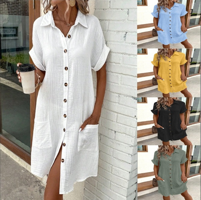 Summer Short Sleeve Shirt Dress apparels & accessories