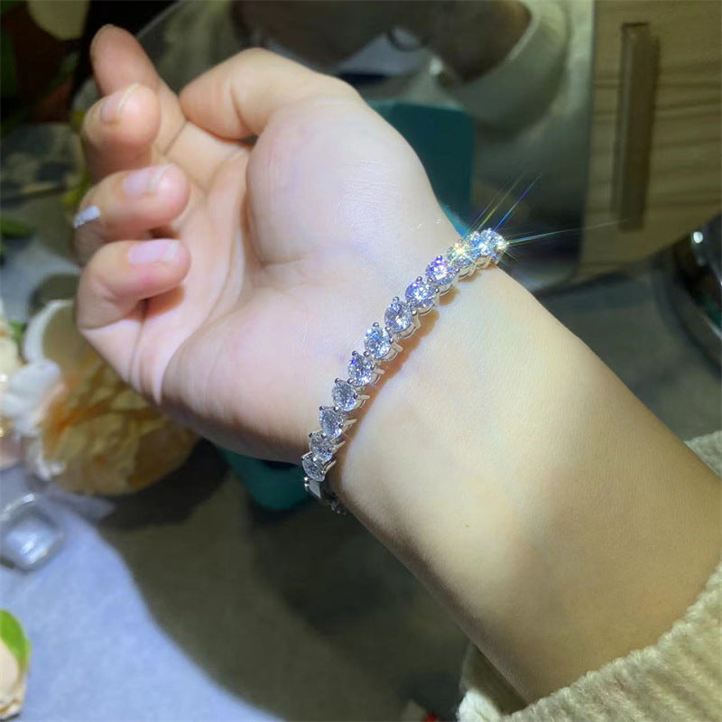 D Color Moissanite Full Diamond Bracelet Four-claw Round Diamond Jewelry