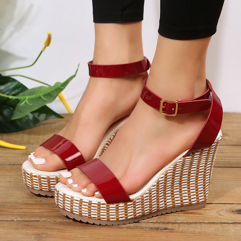 Wedge Straw Woven Hemp Rope Ankle-strap Sandals Women Shoes & Bags