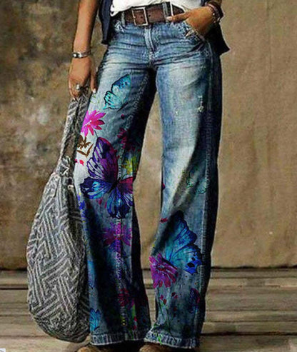 Plus Size Women's Artistic Floral Pattern Pants apparel & accessories