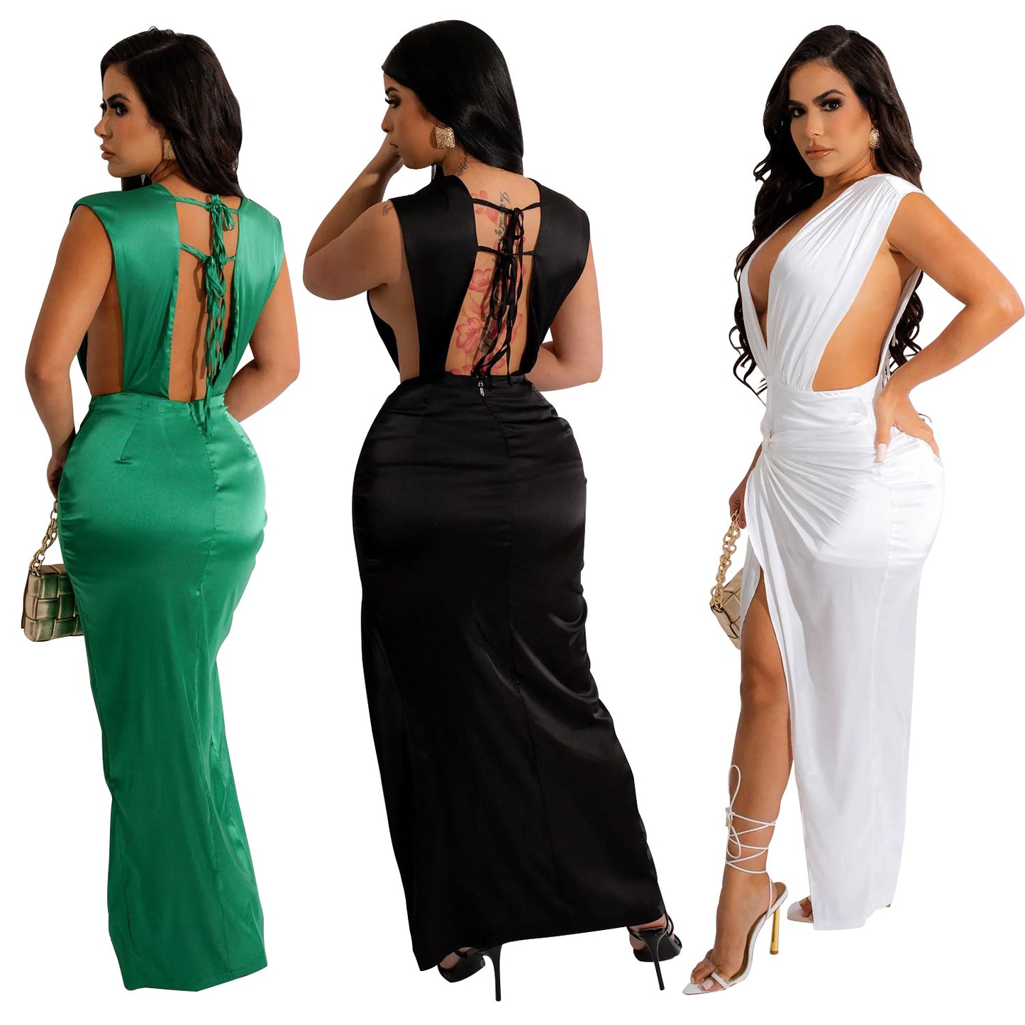 Women's V-neck Hollow Lace-up Sleeveless Dress apparels & accessories