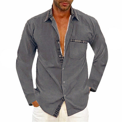 Men's Fashion Casual Solid Color Long Sleeve Shirt apparel & accessories