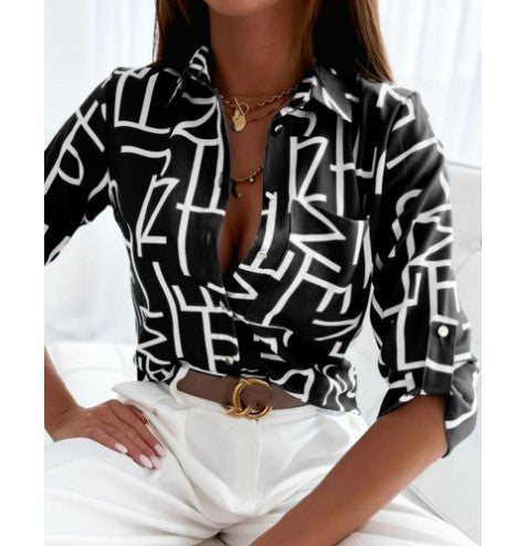 Women's Long Sleeved Shirt Shirt Print apparel & accessories