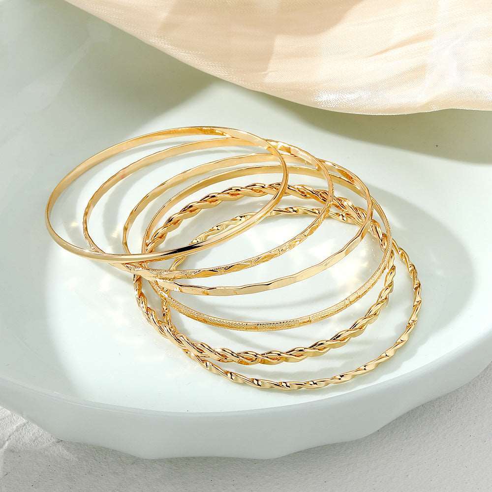 Bohemian Metal Chain Bracelet Set For Women Geometric Gold Color Thick Link Chain  Bangle Female Fashion Jewelry Jewelry