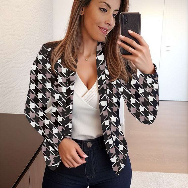 Casual Printed Small Suit Jacket For Women apparels & accessories
