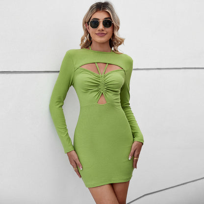 Halter Hollow Long Sleeve Dress apparel & accessories