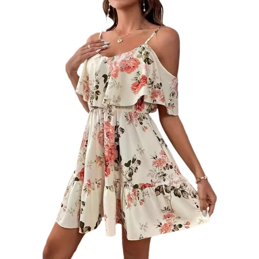 French Romantic Off-shoulder Waist Dress apparel & accessories