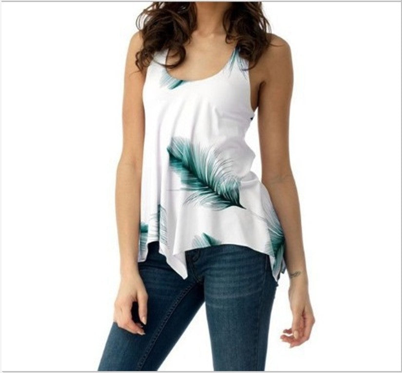 Women's Backless Lace-up Leaf Print Top apparels & accessories