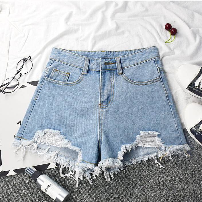 Denim Shorts High Waist Women's Hot Girl Elastic High Tight Slimming Sheath apparel & accessories