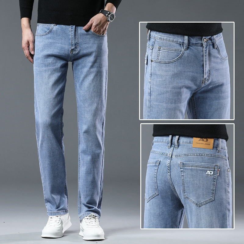 Spring Summer Clothes Straight All-matching Light Business Casual Stretch Men's Denim Trousers apparel & accessories