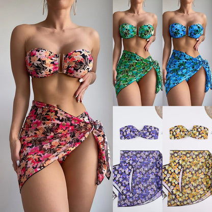 Swimwear Women's Split Metal U-shaped Three-piece Set apparel & accessories