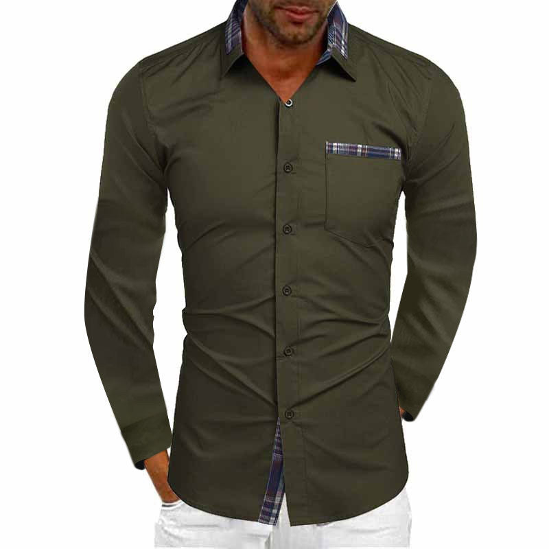 Men's Fashion Casual Solid Color Long Sleeve Shirt apparel & accessories