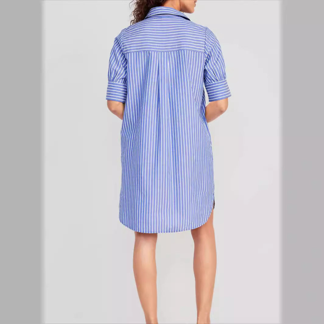 Striped Pocket Single-breasted Dress apparel & accessories