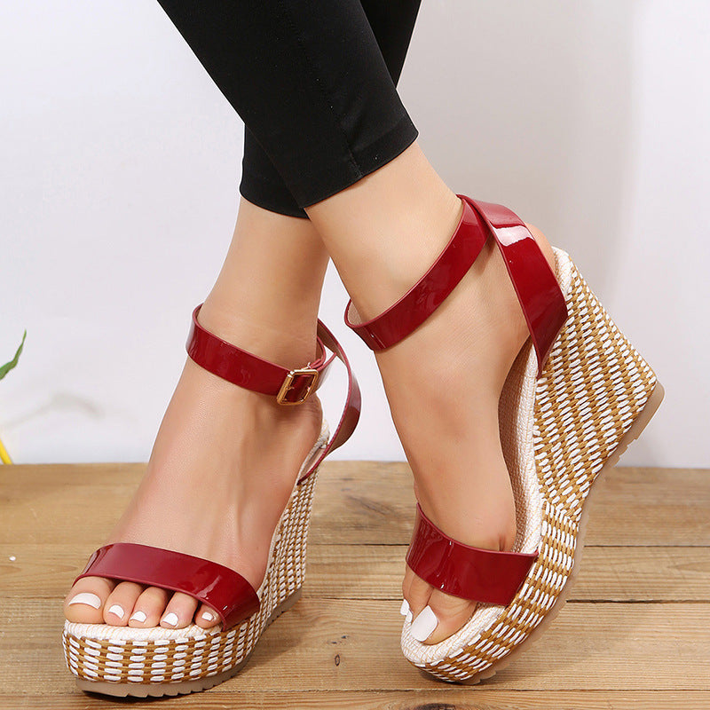 Wedge Straw Woven Hemp Rope Ankle-strap Sandals Women Shoes & Bags