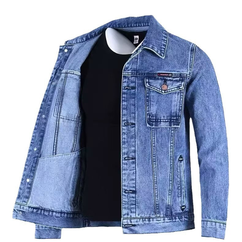 Men's Loose-fitting Workwear Jacket Lapel Denim Jacket apparel & accessories