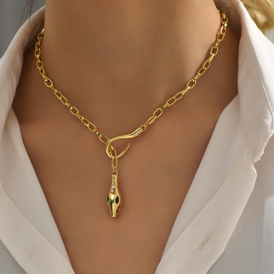 High Class Elegant Metal Snake Series Diamond-studded Necklace Jewelry