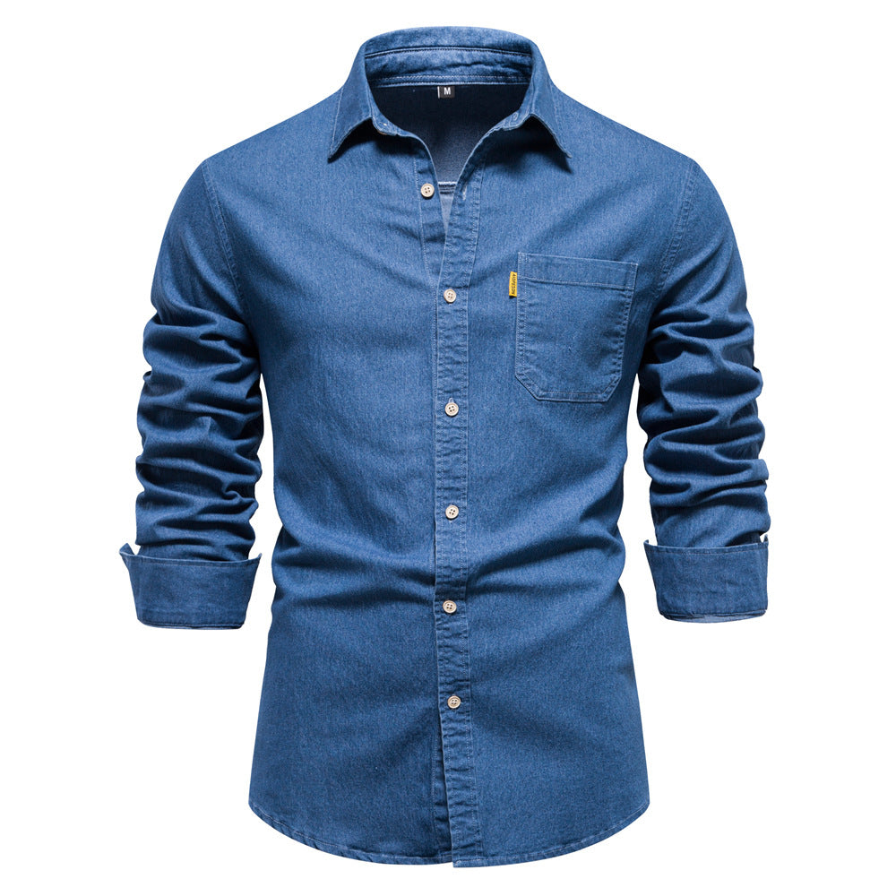 Men's Fashion Casual Denim Non-ironing Shirt apparel & accessories