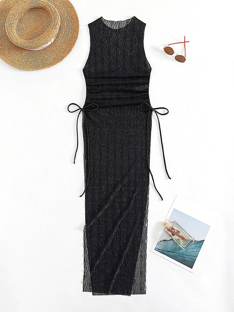 Women's One-piece High Slit Transparent Mesh Beach Dress apparel & accessories