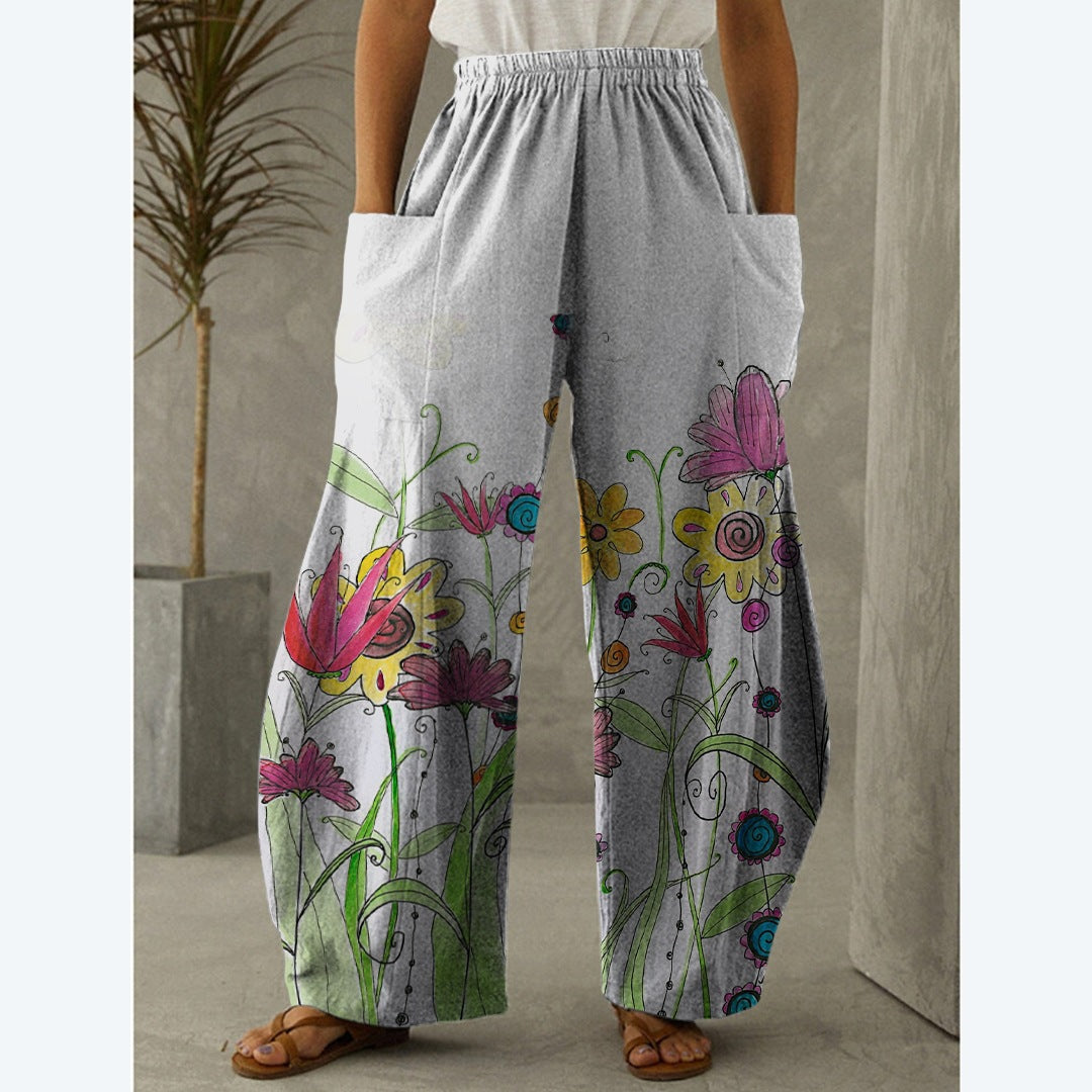 Printed 3D Irregular Wide-leg Pants Casual Wide-leg Trousers apparel & accessories