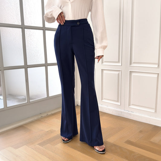 Women's Fashionable Elegant Solid Color Slim-fit Trousers apparel & accessories