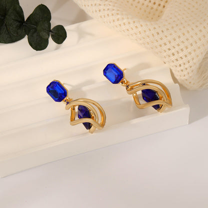 Retro Creative Fashion Emerald Women's Stud Earrings Jewelry